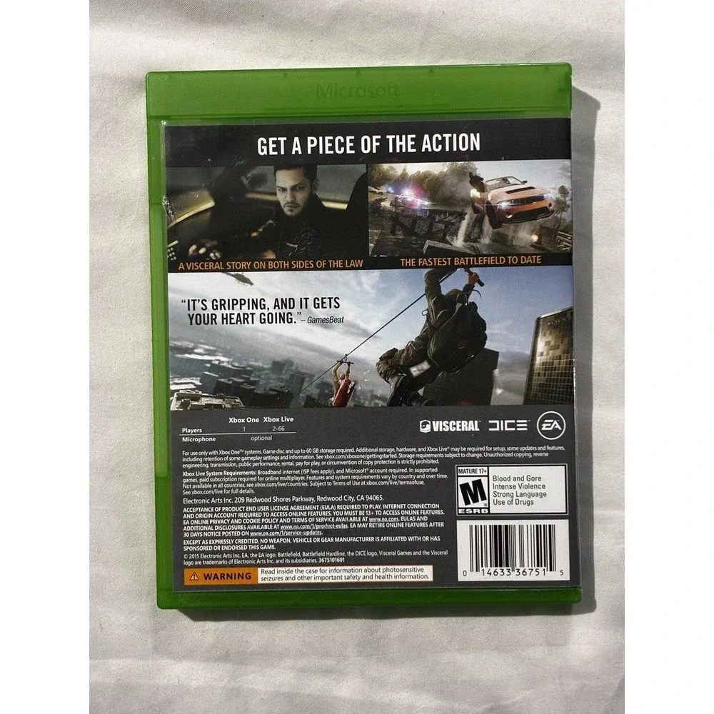 Battlefield‎ Hardline Xbox One EA Visceral Games First Person Shooter FPS CIB